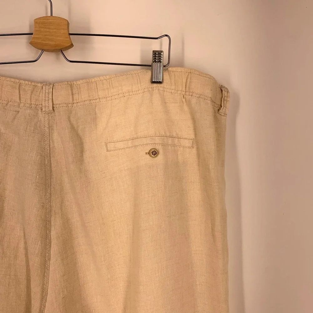Tommy Bahama Mens‎ Linen Straight Leg Trousers Casual Beach Pants Tan Size 42